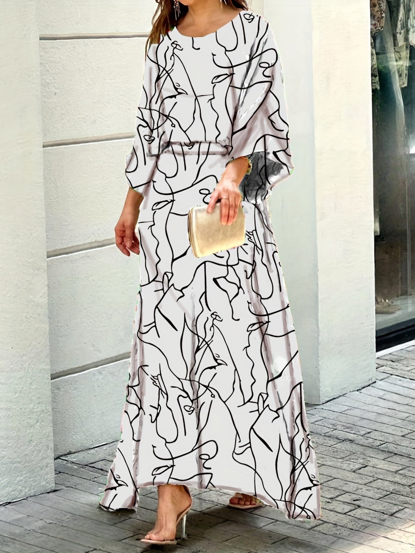 Geometric Print 2pc Skirt Set Maxi Skirt & Top Spring Fall Women's Clothing