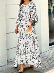 Geometric Print 2pc Skirt Set Maxi Skirt & Top Spring Fall Women's Clothing