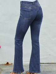 High Rise Flared Trousers Wide Leg Bell Bottom Denim Pants