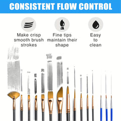 15 Pack Paint Brushes for Acrylic Canvas Watercolor - Art Supplies Set
