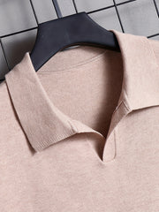Men's Solid Lapel Polo Short Sleeve Shirt