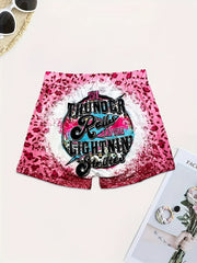 Leopard Print Skinny Shorts Casual Elastic Waist Shorts