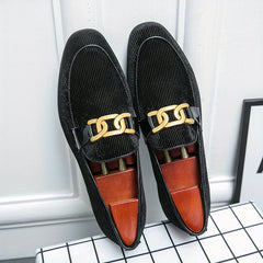 Men's Vintage Loafer Shoes Slip on Loafers With Golden Buckle