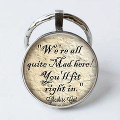 Vintage English Handwriting Keychain Necklace Bag Charm Accessories