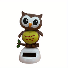 Solar Swing Owl Moving Head Doll Car Ornament Cartoon Gift Toy