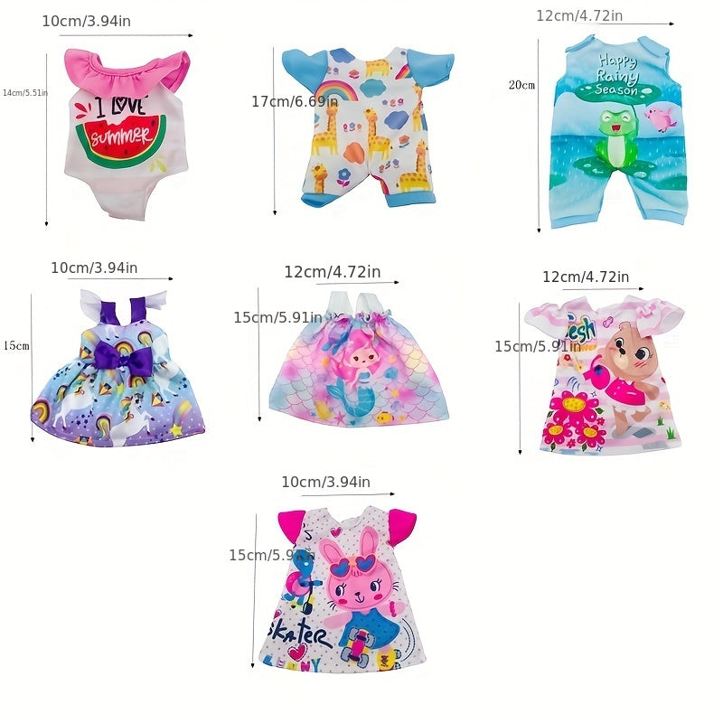 7 Sets Doll Clothes for 25.4 Cm Baby Dolls