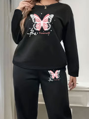 Butterfly Print Fleece Lounge Set