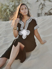 Boho Kaftan Dress Women's Plus Embroidered Beach Dress