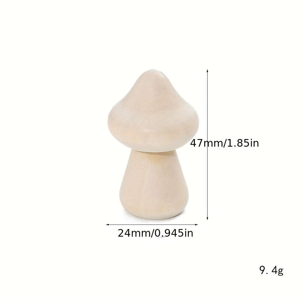 5pcs Unprocessed Wooden Mushrooms Natural Small Wooden Mushrooms