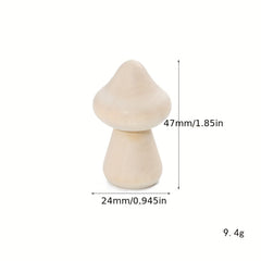 5pcs Unprocessed Wooden Mushrooms Natural Small Wooden Mushrooms