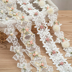 3D Flower Butterfly Lace Trim Ribbon Fabric Sewing Supplies Craft DIY