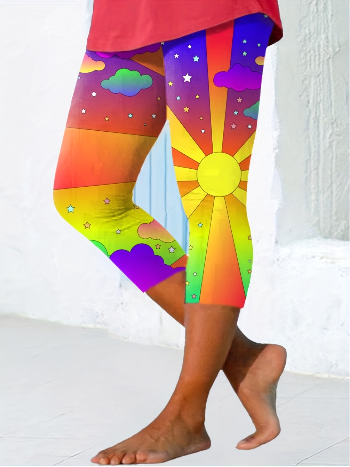 Skinny Capris Leggings Allover Print for Women