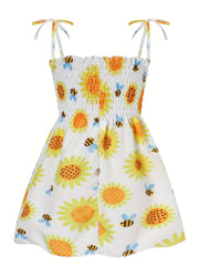 Girl's Butterflies Print Cami Dress for Beach - Summer Shirred Dress