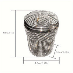 Rhinestone Car Ashtray with Lid & LED Light