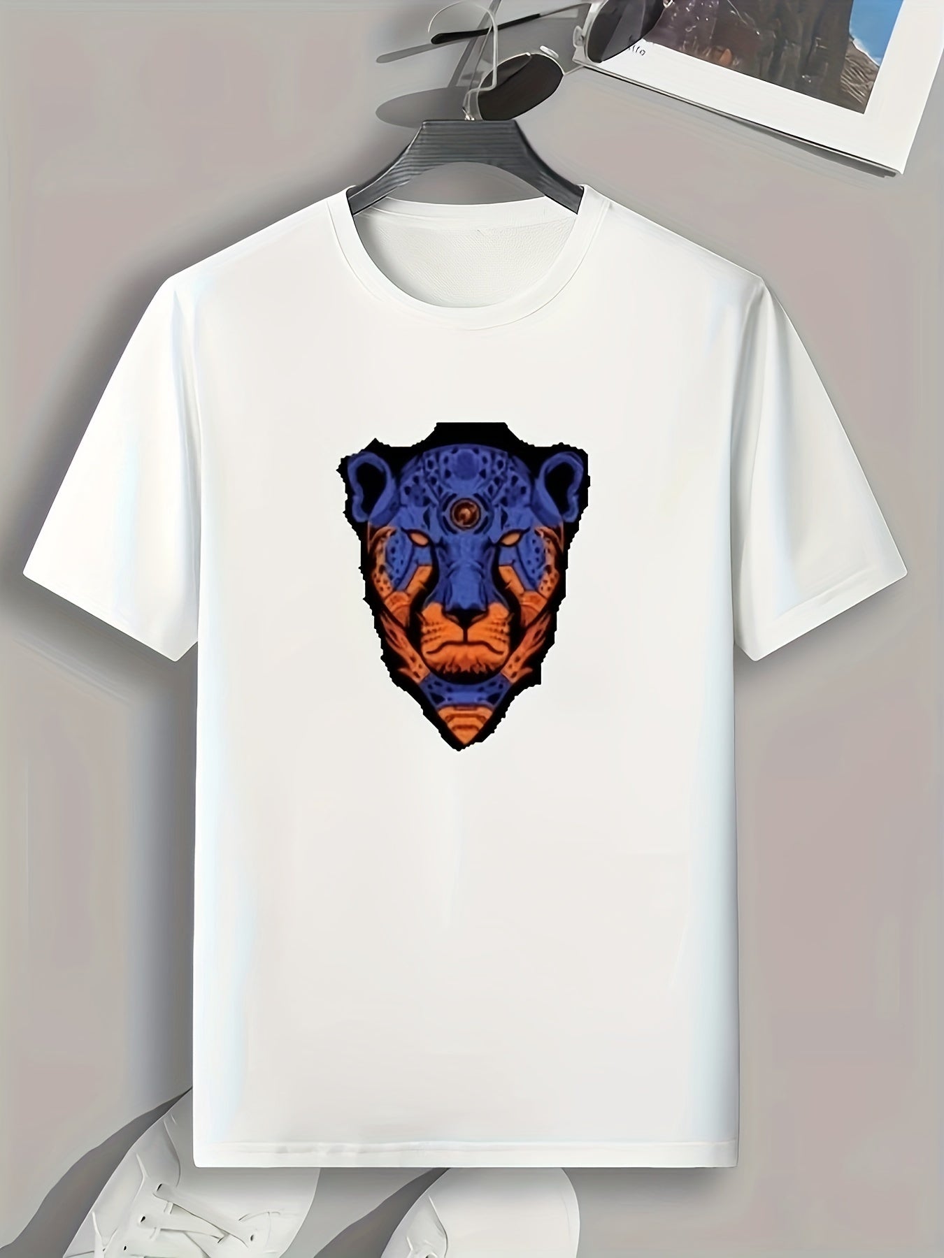 Leopard Pattern Print Men's Comfy Sports T shirt Graphic Tee