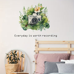 Green Leaves Camera Wall Sticker Removable Flowers Decal Boys Room Decor