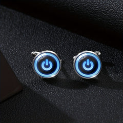 Time Gemstone Men's Cufflinks Peace Sign French Cufflinks