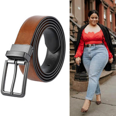 Vintage Leather Belt Reversible Pin Buckle Belt