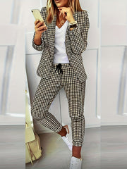 Allover Print Blazer & Pants Set for Women