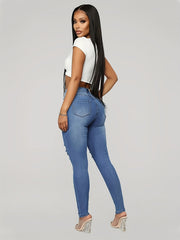 Distressed Skinny Jeans High Stretch Casual Denim Pants Women's Clothing