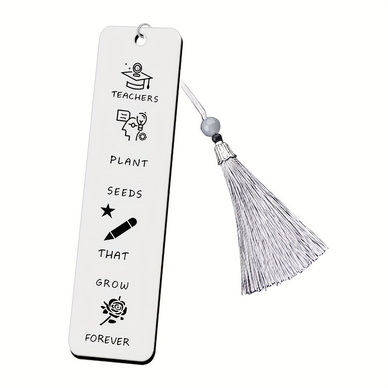 1pc Tassel Stainless Steel Metal Bookmark Gift For Teachers And Students