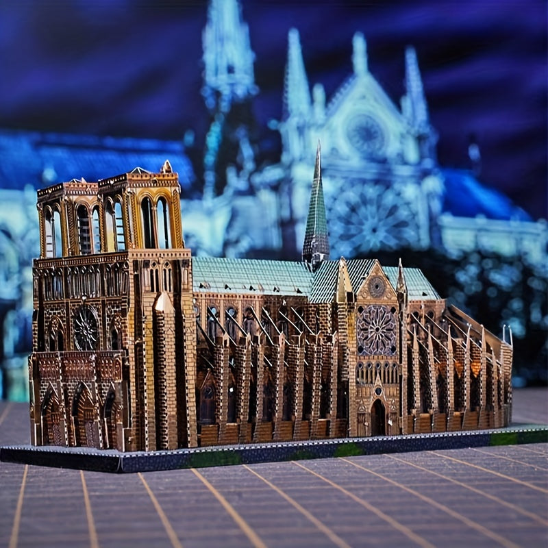 Colorful Paris Notre Dame 3D Metal Assembly Model Puzzle DIY
