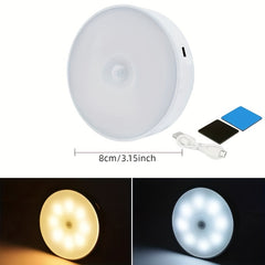 8 LED Rechargeable Motion Sensor Night Light Round Step Lamp