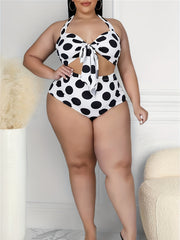 Polka Dot Bikini Set Halter Neck Tie Swimsuit