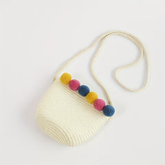 Girls Cartoon Crossbody Bag Baby Coin Purse Straw Beach Bag
