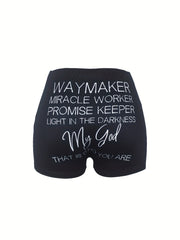 Letter Print Skinny Shorts Casual Shorts For Spring & Summer
