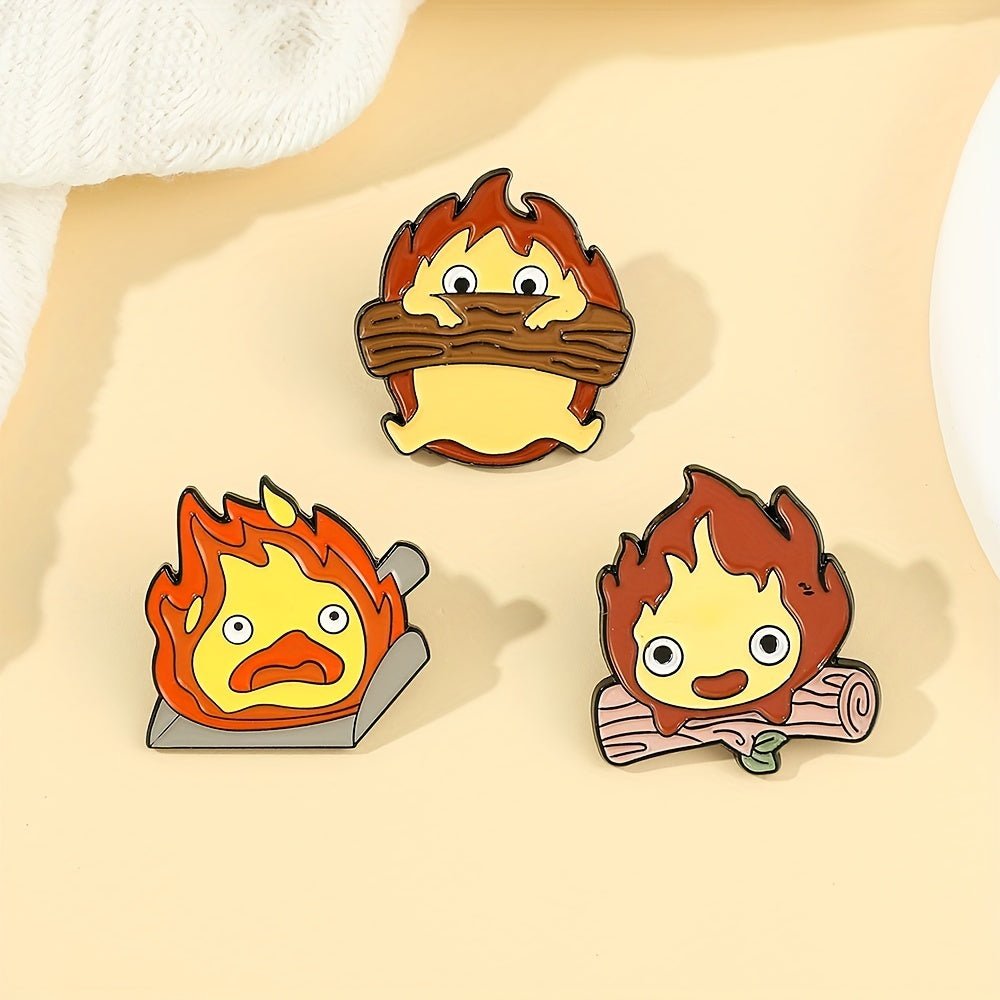 Cartoon Flame Enamel Pin for Backpacks and Clothes - Holiday Gift for Kids