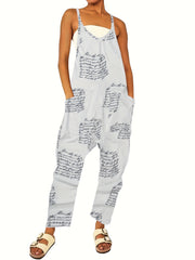 Letter Print Casual Overall Jumpsuit for Women