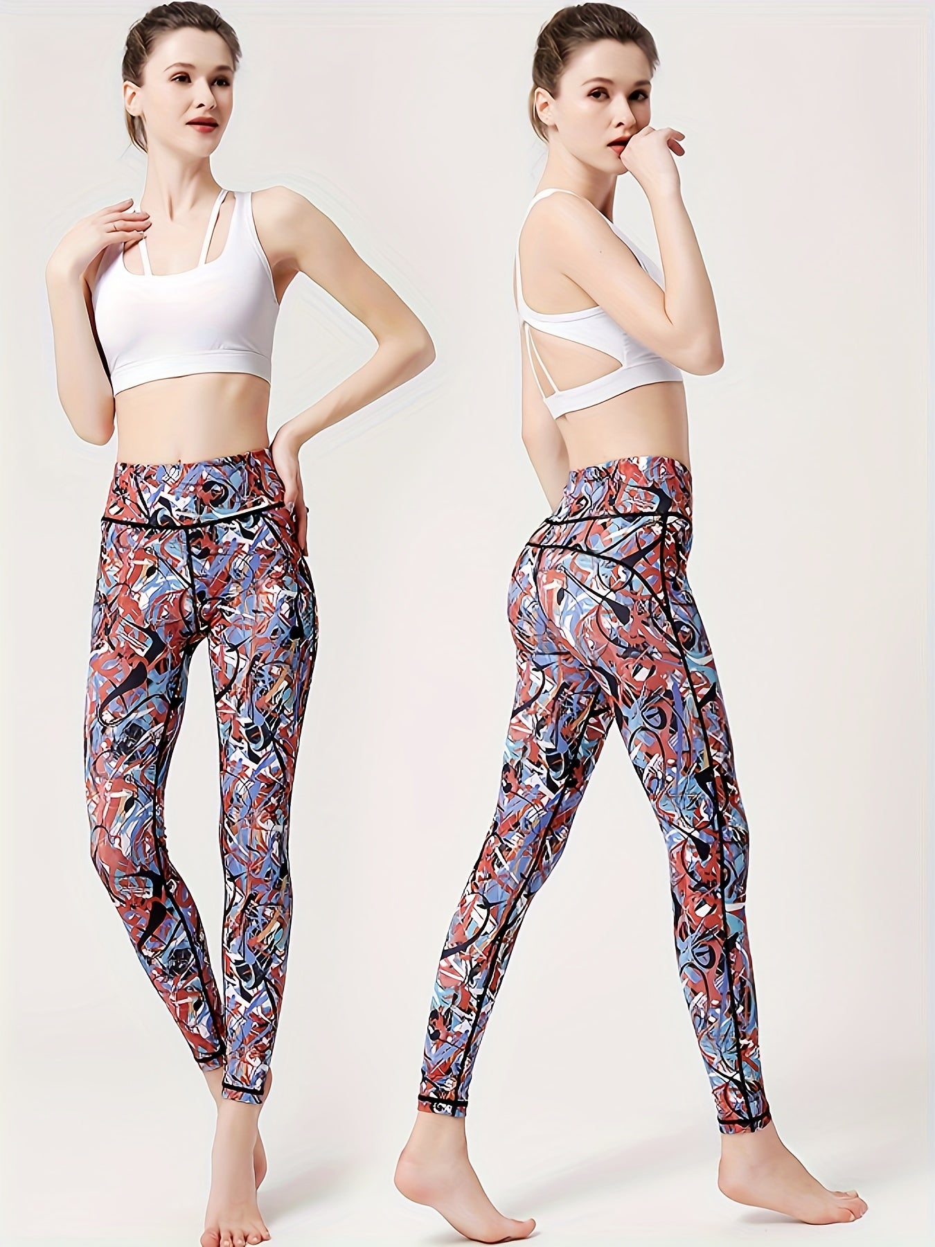 Colorful Graffiti Yoga Pants Tummy Control Butt Lifting Activewear