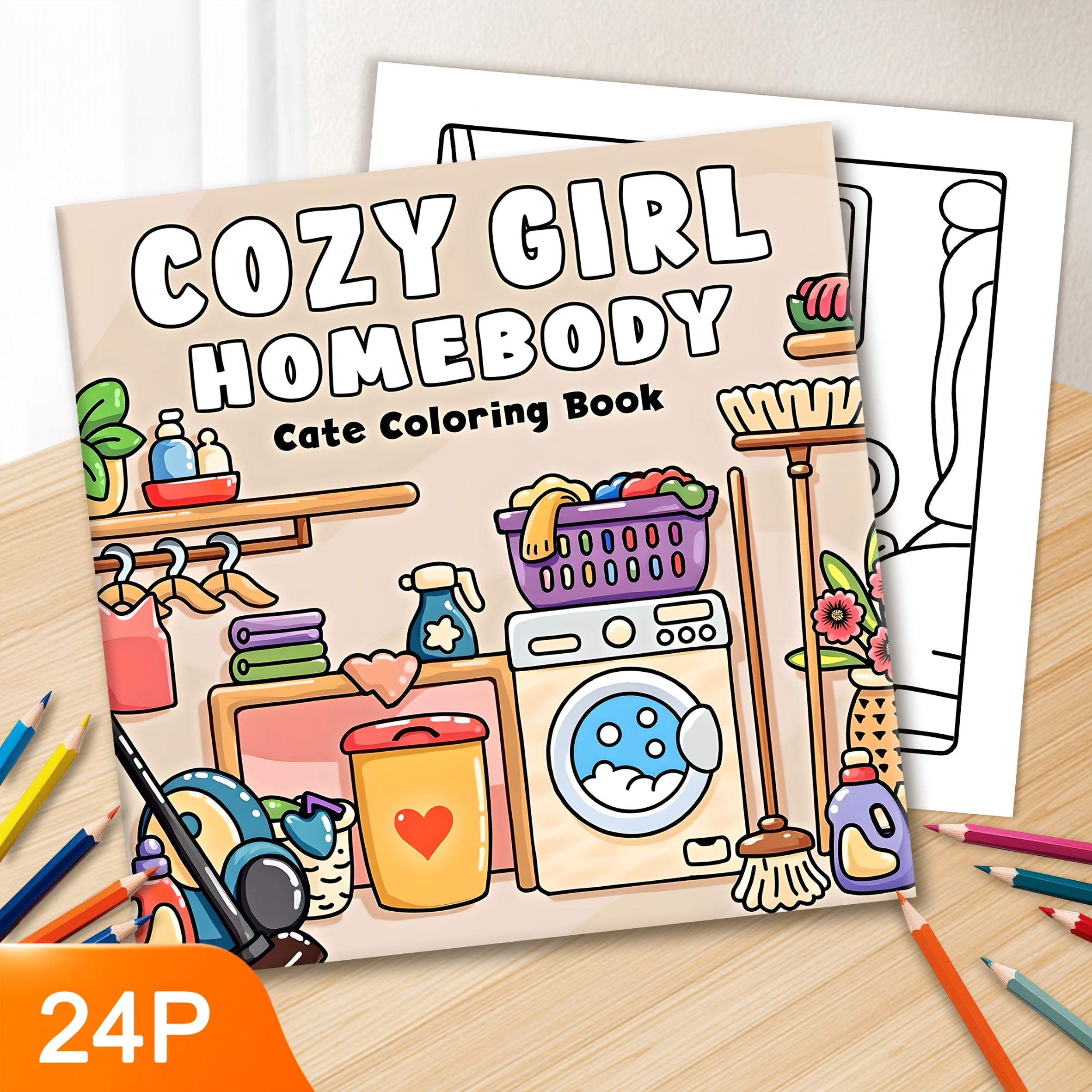 Cozy Girl Coloring Book for Adults - 24 Pages of Colorful Patterns