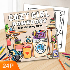 Cozy Girl Coloring Book for Adults - 24 Pages of Colorful Patterns