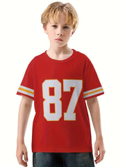 Boy's Short Sleeve Sports T shirt Breathable Loose Round Neck