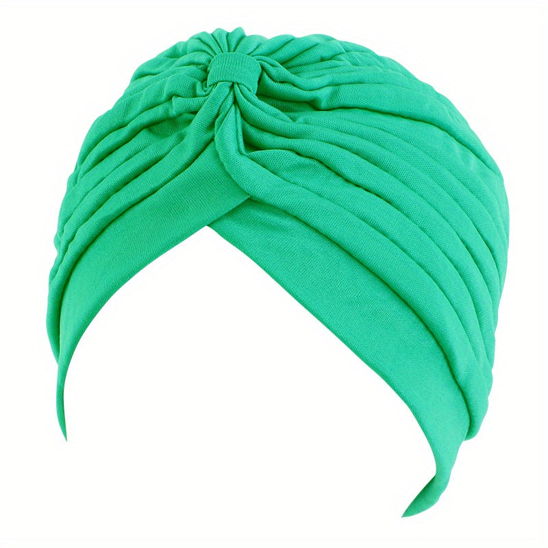 Candy Pleated Turban Cap Head Wrap Elastic Hijab Hat Beanie Chemo Hats