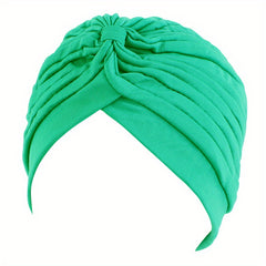 Candy Pleated Turban Cap Head Wrap Elastic Hijab Hat Beanie Chemo Hats