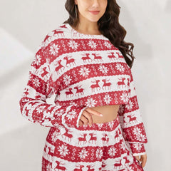Christmas Lounge set Women's Stripe & Deer Print Pajama Set