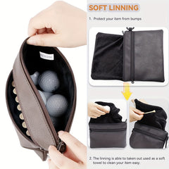1pc Golf Bag Portable Multifunctional Tool Bag PU Waist Bag with Carabiner