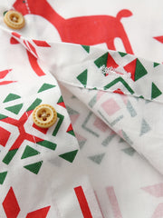 Boy's Christmas 2pcs Bow Tie Shirt & Corduroy Overalls Set Elk Print