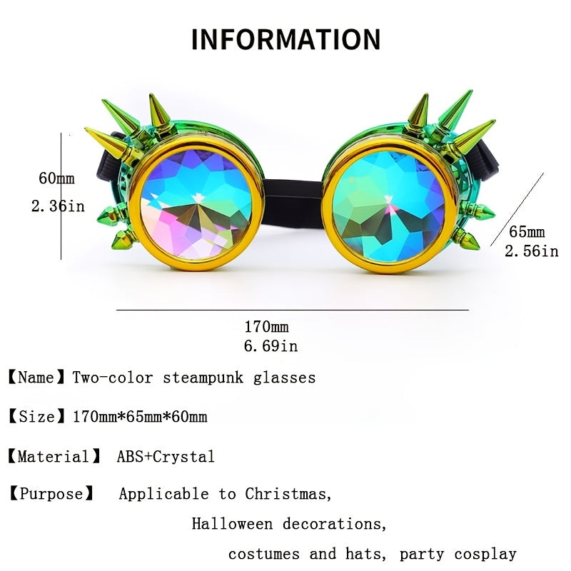 Colorful Steampunk Kaleidoscope Goggles Cosplay Glasses