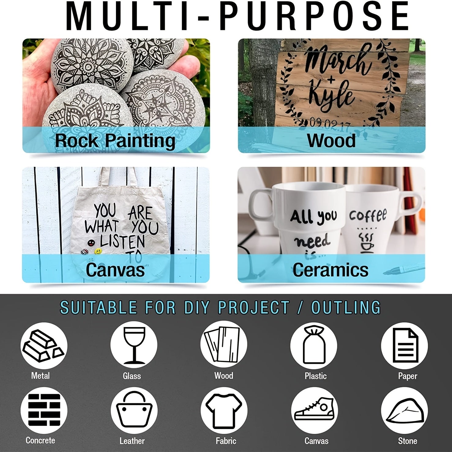 8pcs Paint Pens Set for DIY Crafts and Art Projects