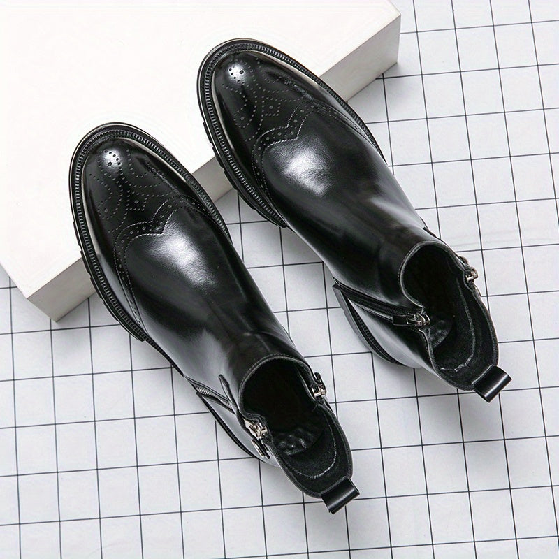 Men's Stylish Zipper High Top Chelsea Boots Smart Casual Walking Shoes
