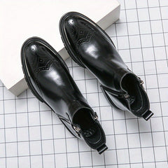 Men's Stylish Zipper High Top Chelsea Boots Smart Casual Walking Shoes