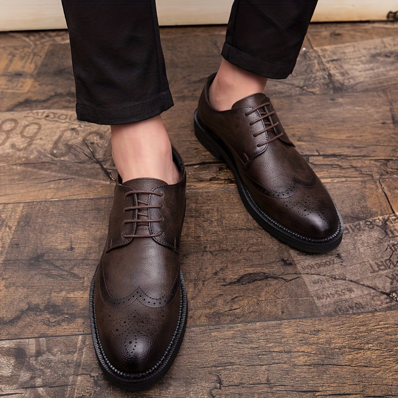 Men's Brogue Wingtip Derby Shoes Lace up Front Dress Shoes