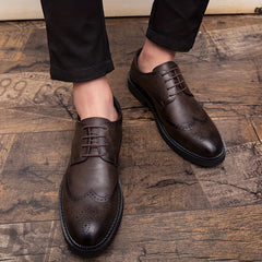 Men's Brogue Wingtip Derby Shoes Lace up Front Dress Shoes