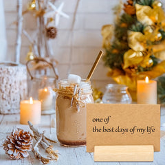 20pcs Wedding Party Table Number Name Sign Wooden Business Card Holder