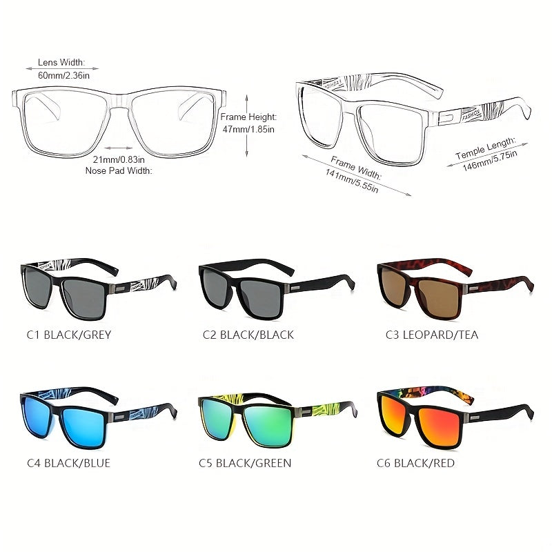 Sports Polarized Sunglasses Square UV400 Protection Glasses