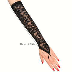 Lace Long Gloves Sexy Stage Performance Finger Sleeves Gloves For Women